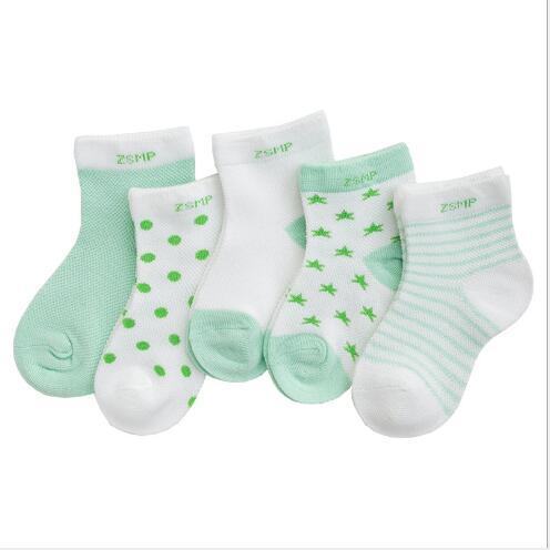 5 Pairs Pack Children's Summer Mesh Socks Ultra-thin Breathable With Stars Moon Print For Boys And Girls