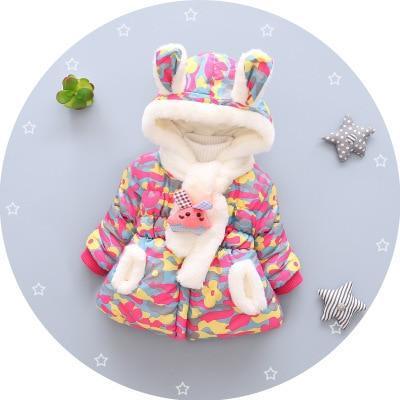 Luxury Newborn Children Plus Cute Hooded Cotton Jacket Infant Clothing for Baby Girls In Elegant Colorful Design For Winter