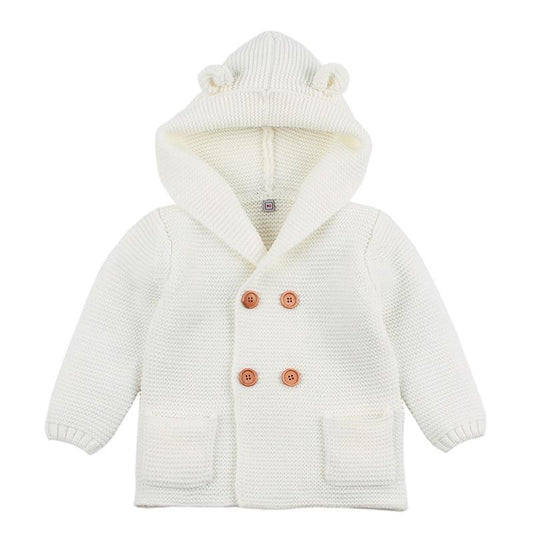 Winter Hooded Knitted Long Sleeve Sweaters For Newborn Babies