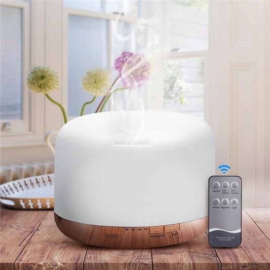 Air Humidifier Essential oil diffuser 300ML 500ML Ultrasonic Cool Mist Maker Fogger Humidifier LED Lamp Aroma Diffuser Electric Aromatherapy Diffuser umidifier Aroma Essential Oil Diffuser with 4 Timers 2 Misting Modes Waterless Auto Off