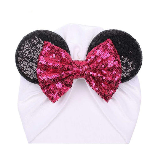 Modern Shiny Cute Dot Big Bow Baby Cap Hat For Girls Kids Flannel Beanie Autumn Winter Warm Girls Turbans