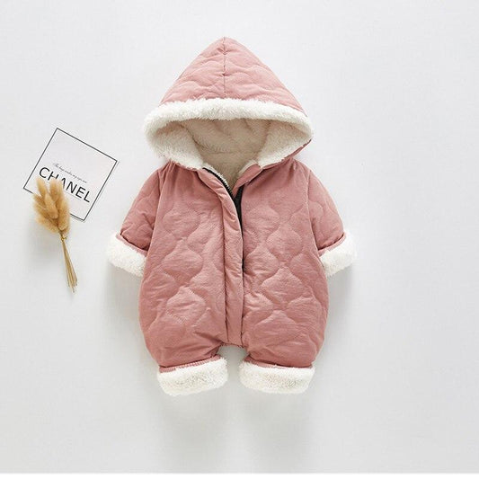 Modern Elegant Winter Children's baby Plush Thickened Cotton Jumpsuit Jacket For New Baby Boys and Girls