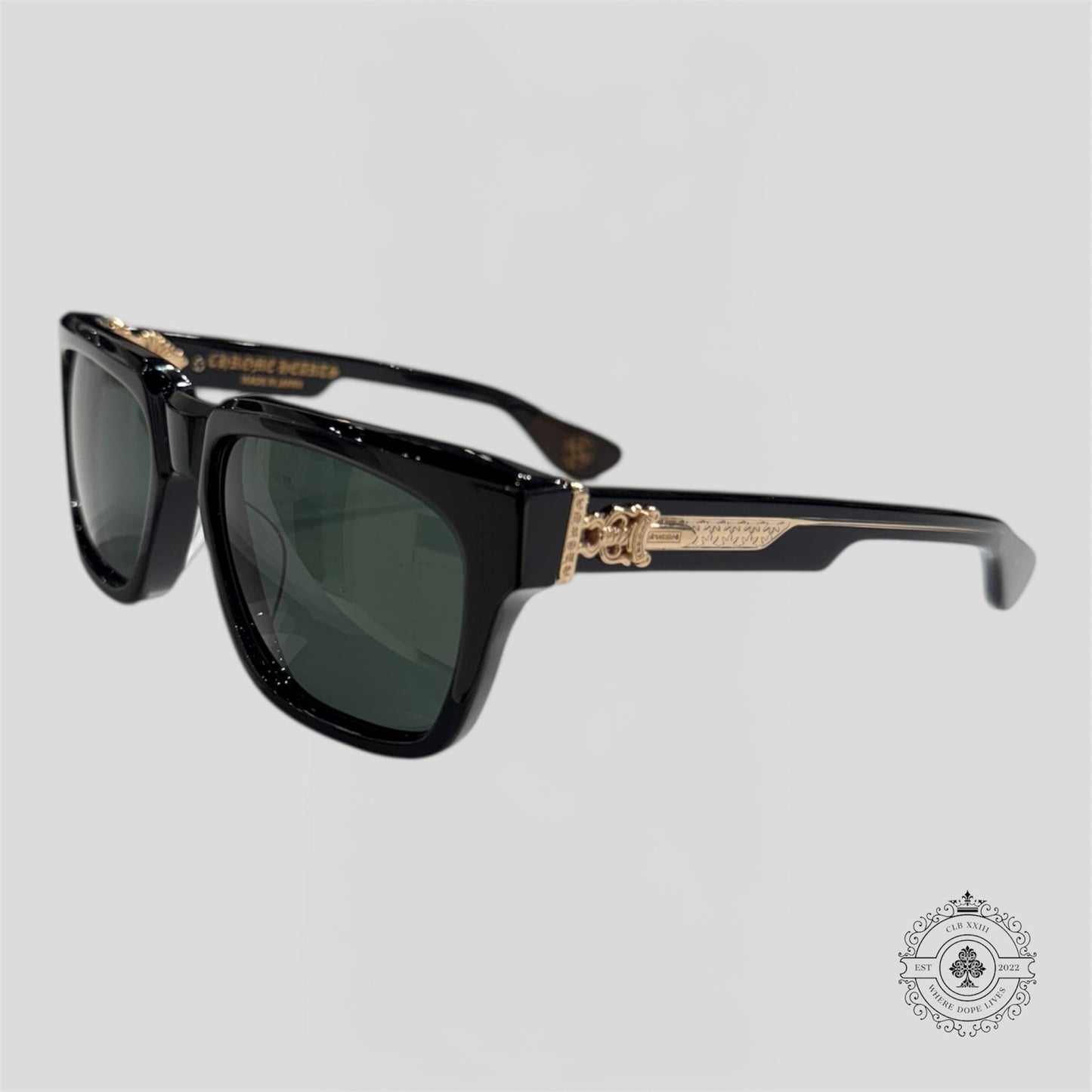 Chrome Hearts Box Officer Sunglasses in Black/Gold