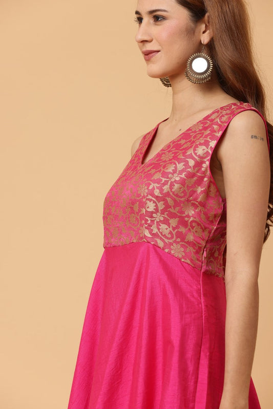 Fab Fashion Pink Sleeveless Anarkali Dress