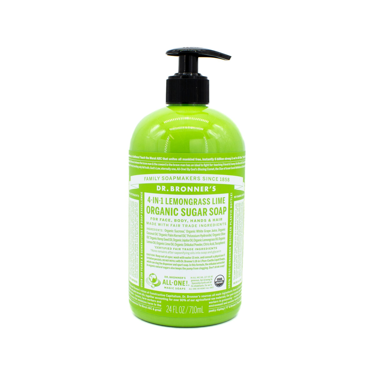Dr. Bronner's Lemongrass Lime Organic Sugar Soap 24oz - New