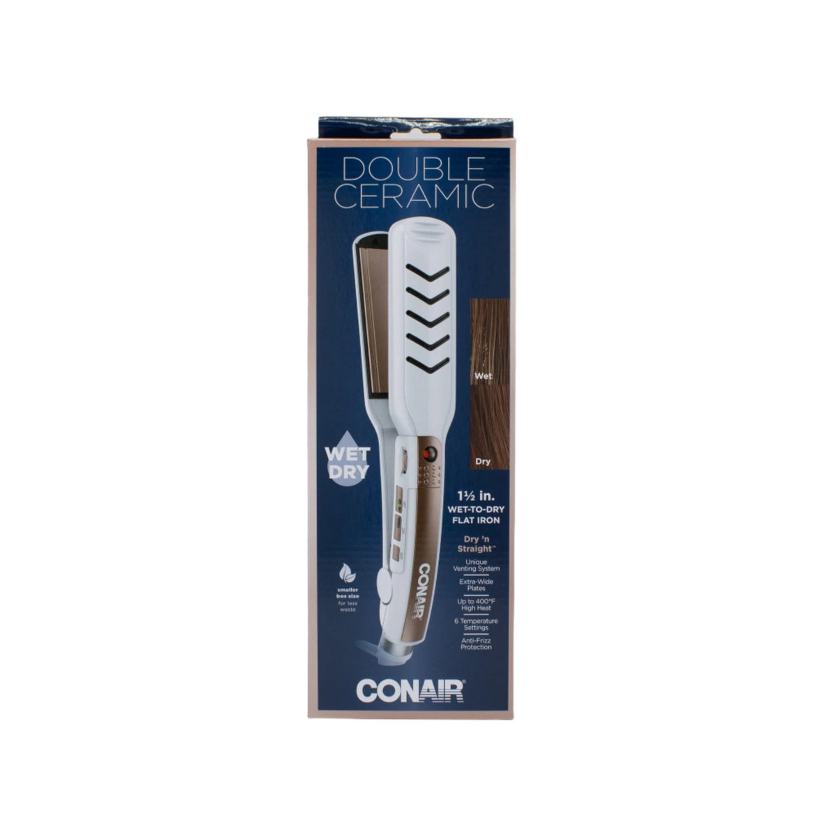 CONAIR Double Ceramic Wet to Dry Flat Iron 1.5" - New