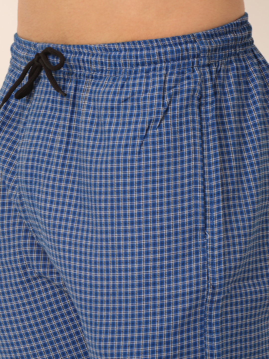 Jainish Men's Checked Cotton Track Pants - Blue
