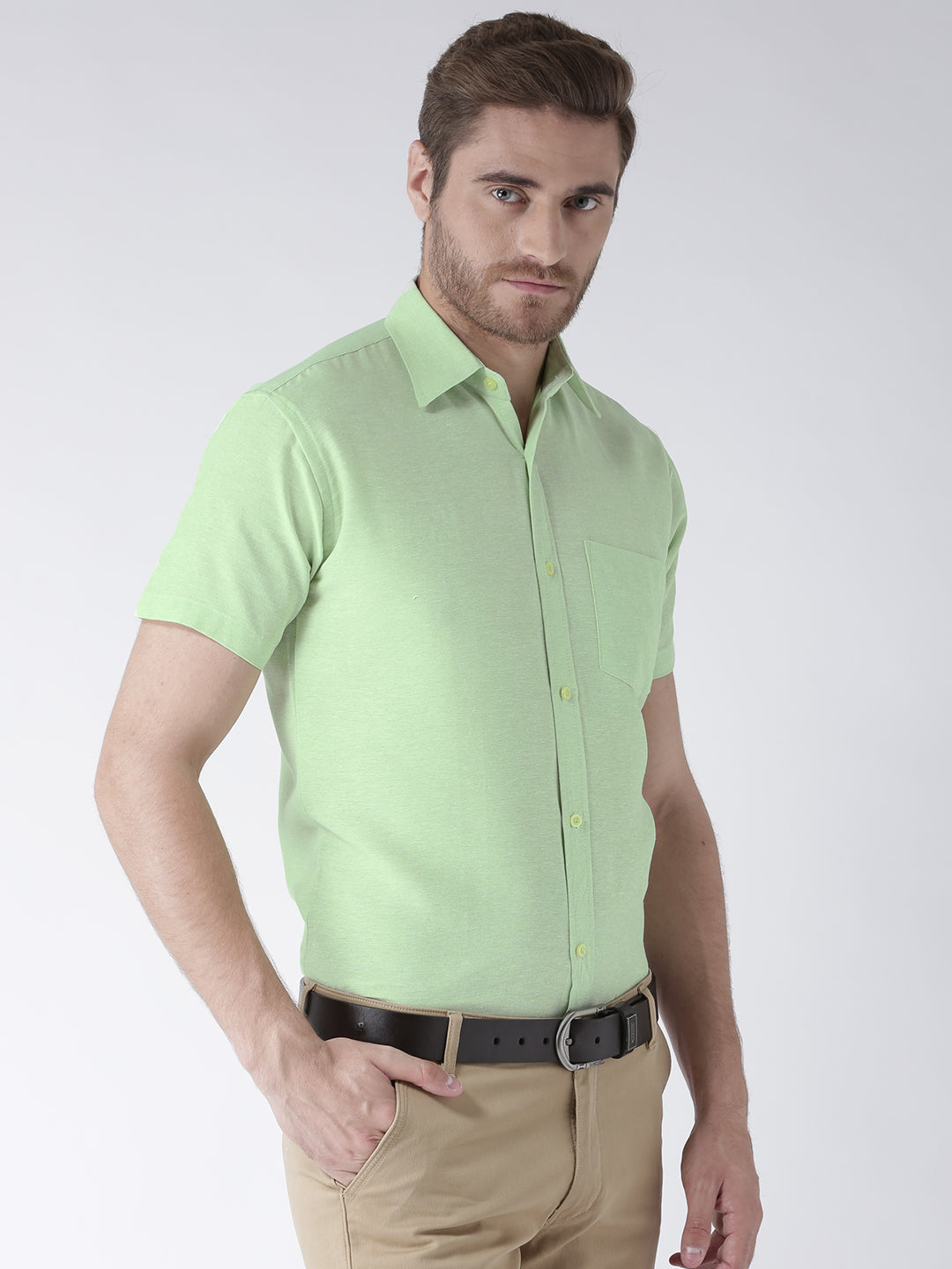 RIAG Green Men's Half Sleeves Solid Shirt