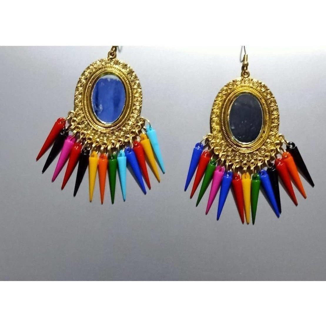 MS Fashion India Handmade Oxidized Brass Drops Gold Color Tassel Earrings