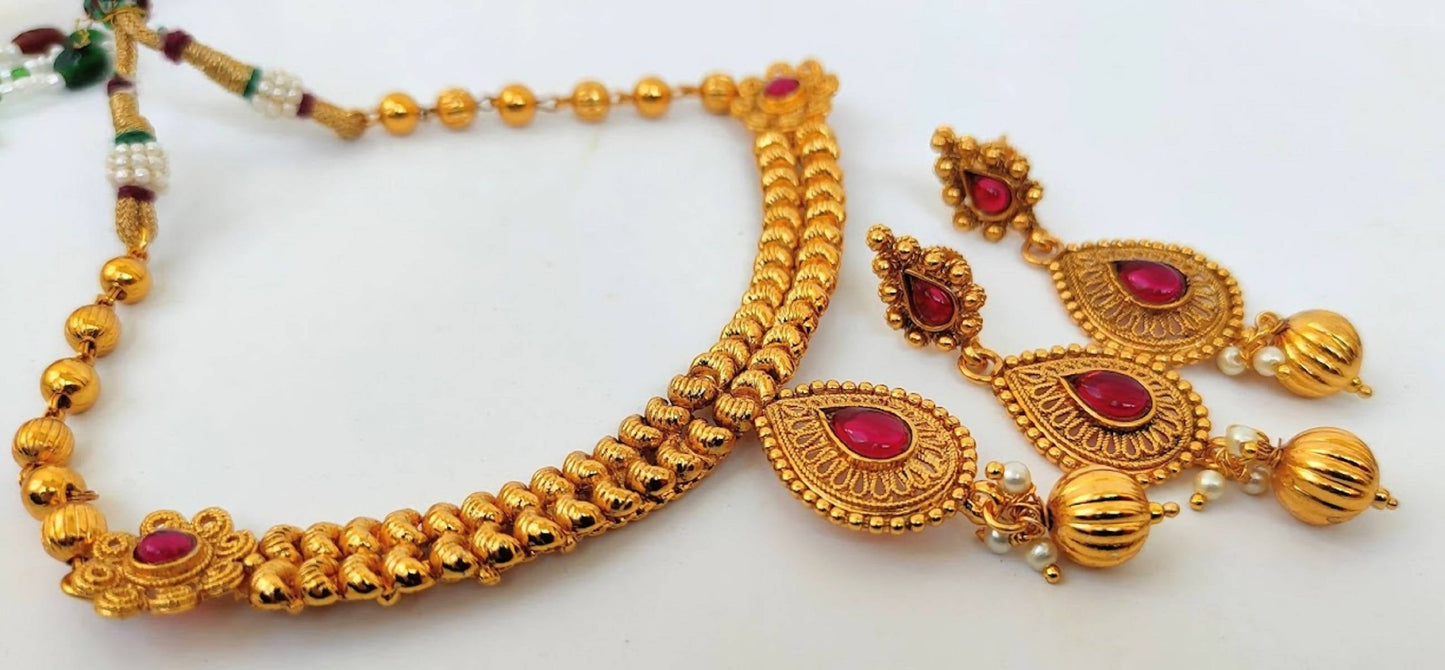 Kemp Designer Short Pink Necklace Set