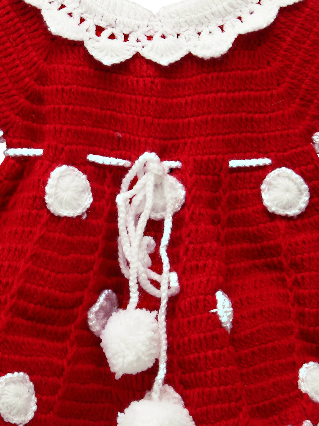 ChutPut Hand knitted Crochet Cute Mickey Wool Dress For Baby Girls - Red