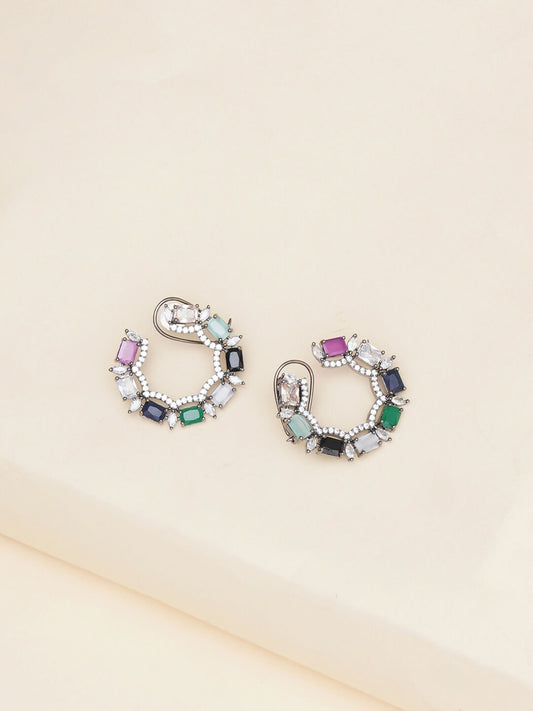 Multi Silver Stud Earrings- Ruby Raang