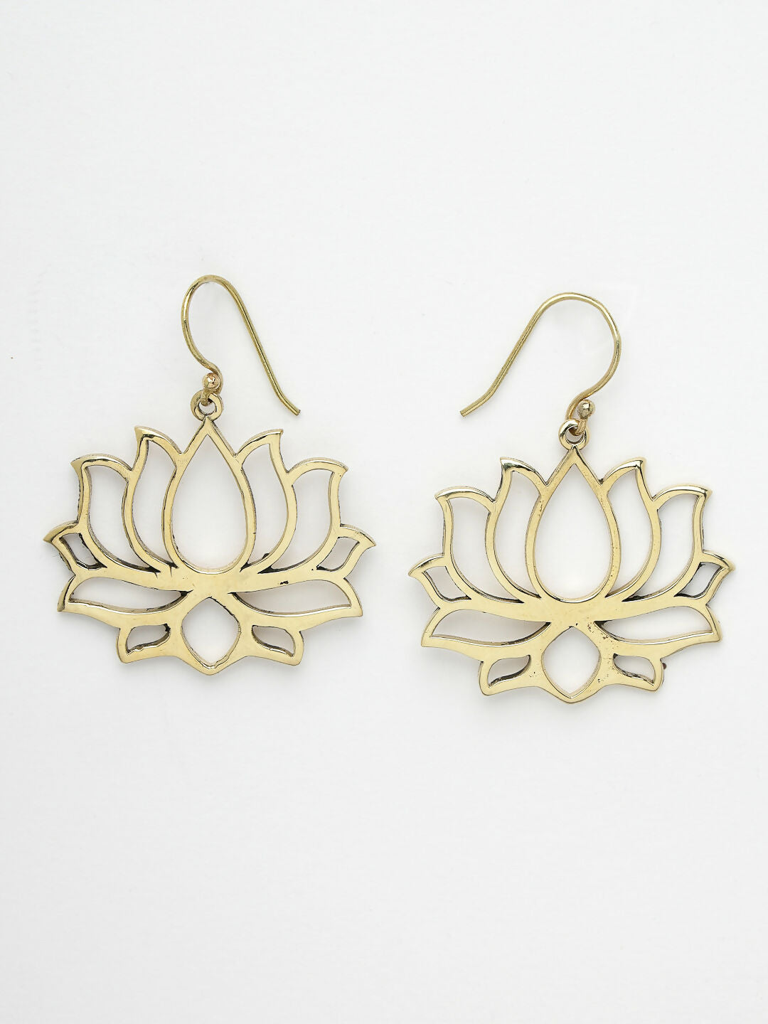 NVR Women Lotus Shaped Gold-Polished Earrings