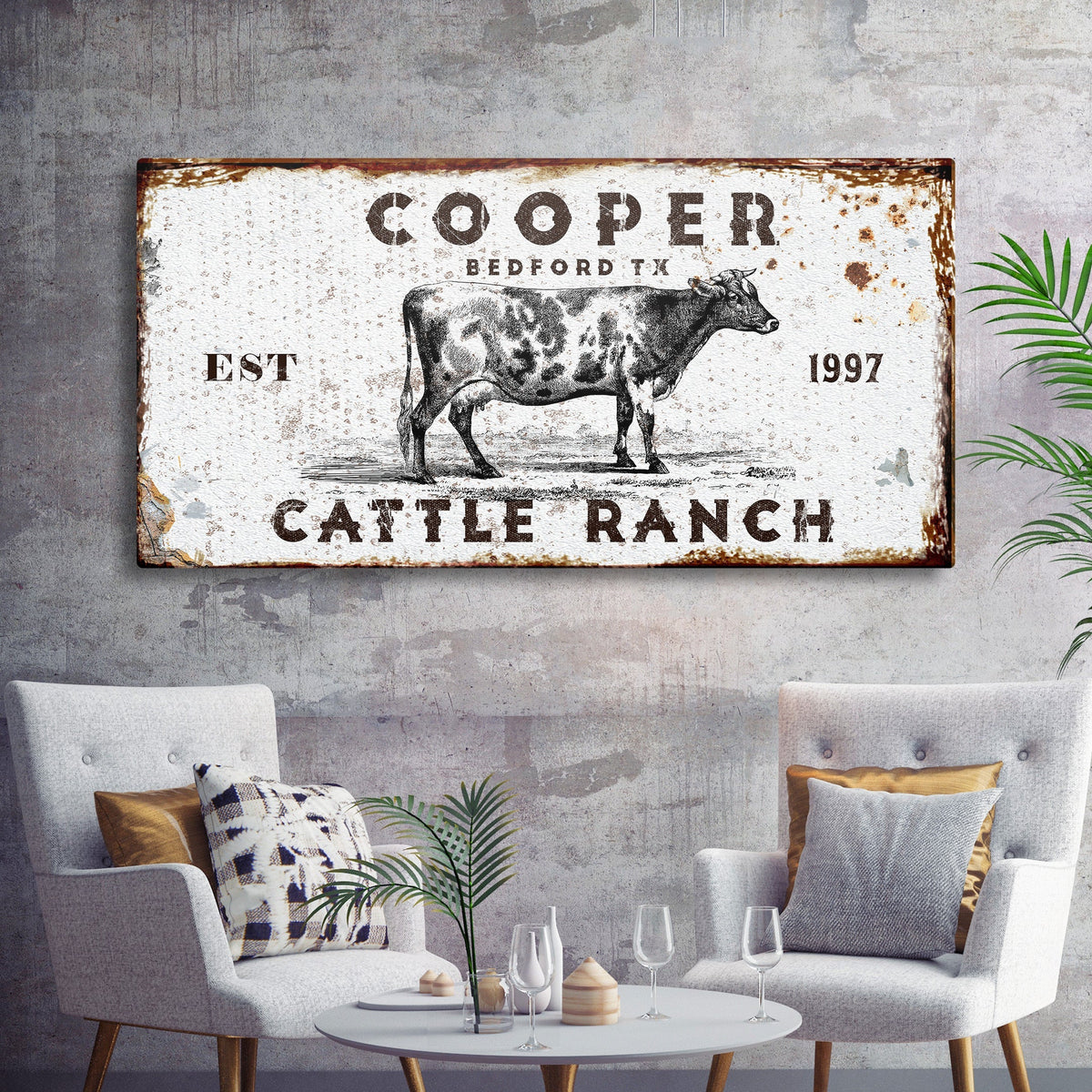 Personalized Cattle Ranch Rustic Sign II