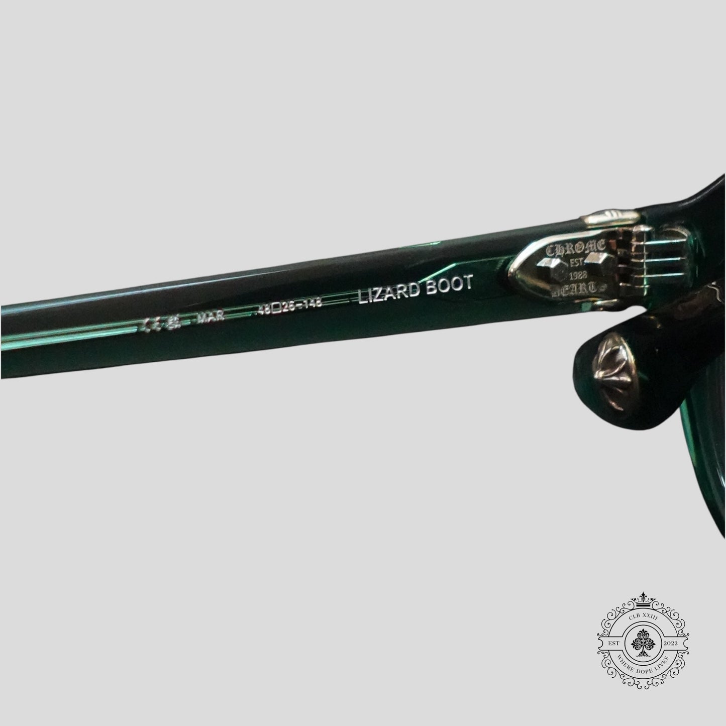 Chrome Hearts Lizard Boot Sunglasses in Marine Green/Silver