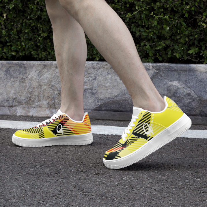 QE Plaid Walkers Low-Cut Yellow Shoes