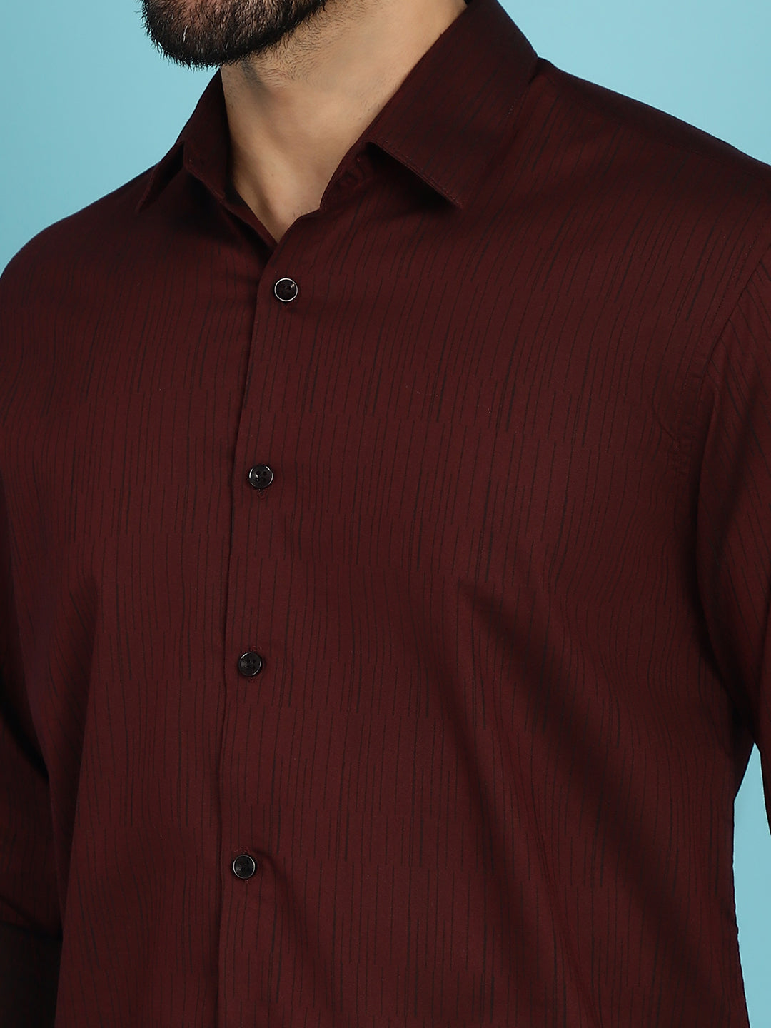 Indian Needle Men's Woven Design Casual Shirt - Maroon