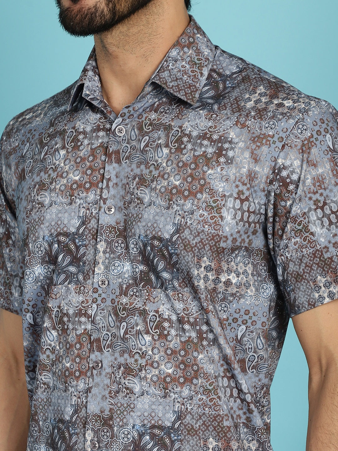 Indian Needle Men's Pejali Printed Casual Shirt - Brown