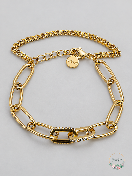 Alfani Womens Rolo Chain Link Bracelet Gold Tone
