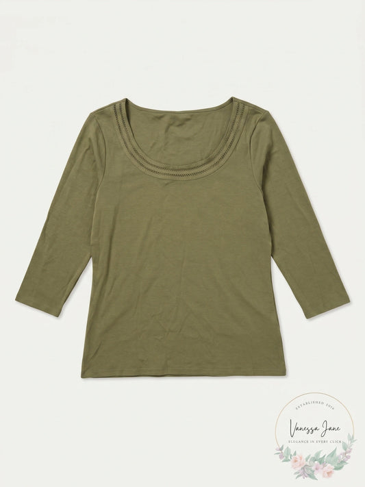 Lauren Ralph Lauren Womens Ersilla Elbow Sleeves Top, Size Large