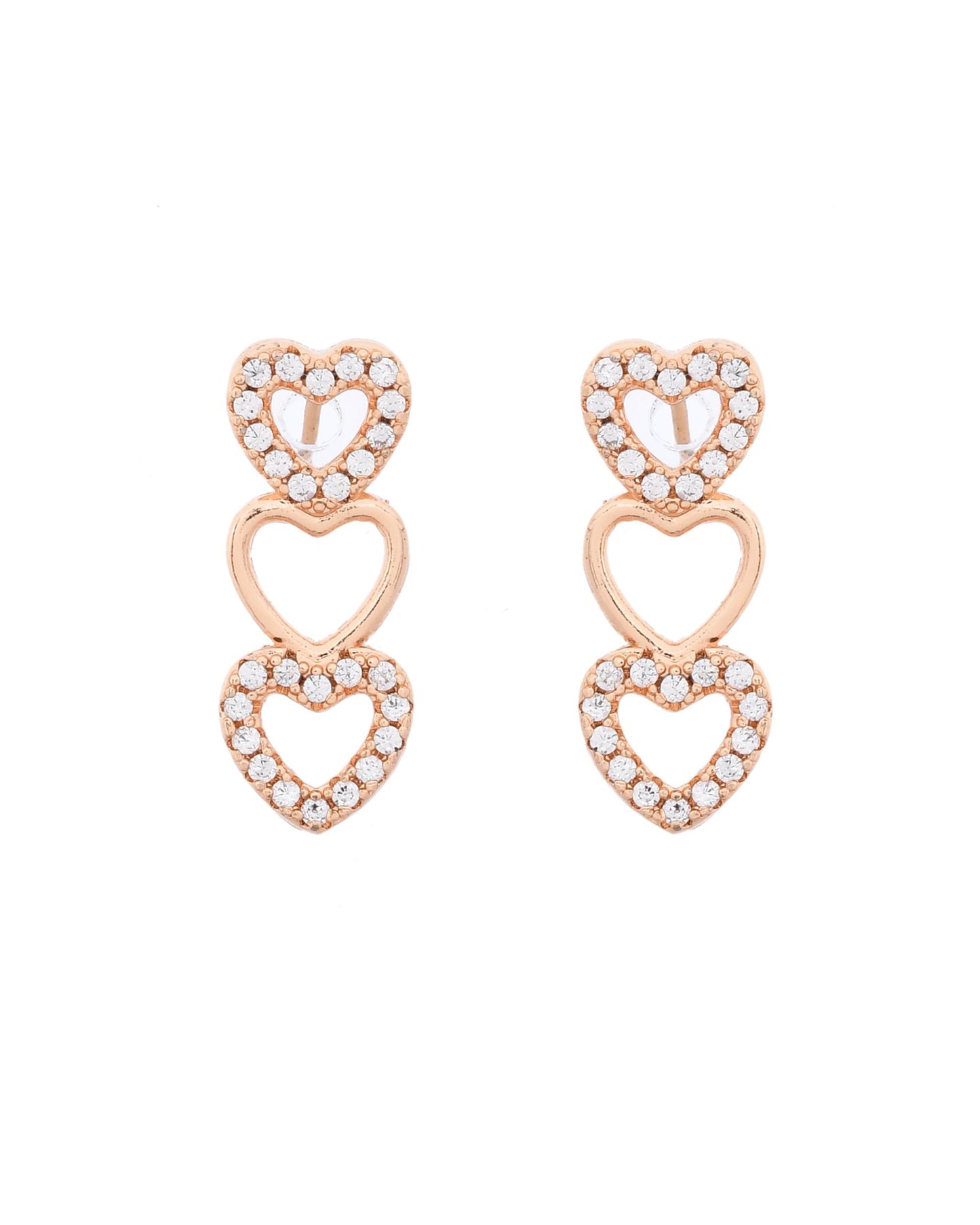 VOJ Ad Stone Studded Heart Shaped Designer Gold-Polished Jewellery Set