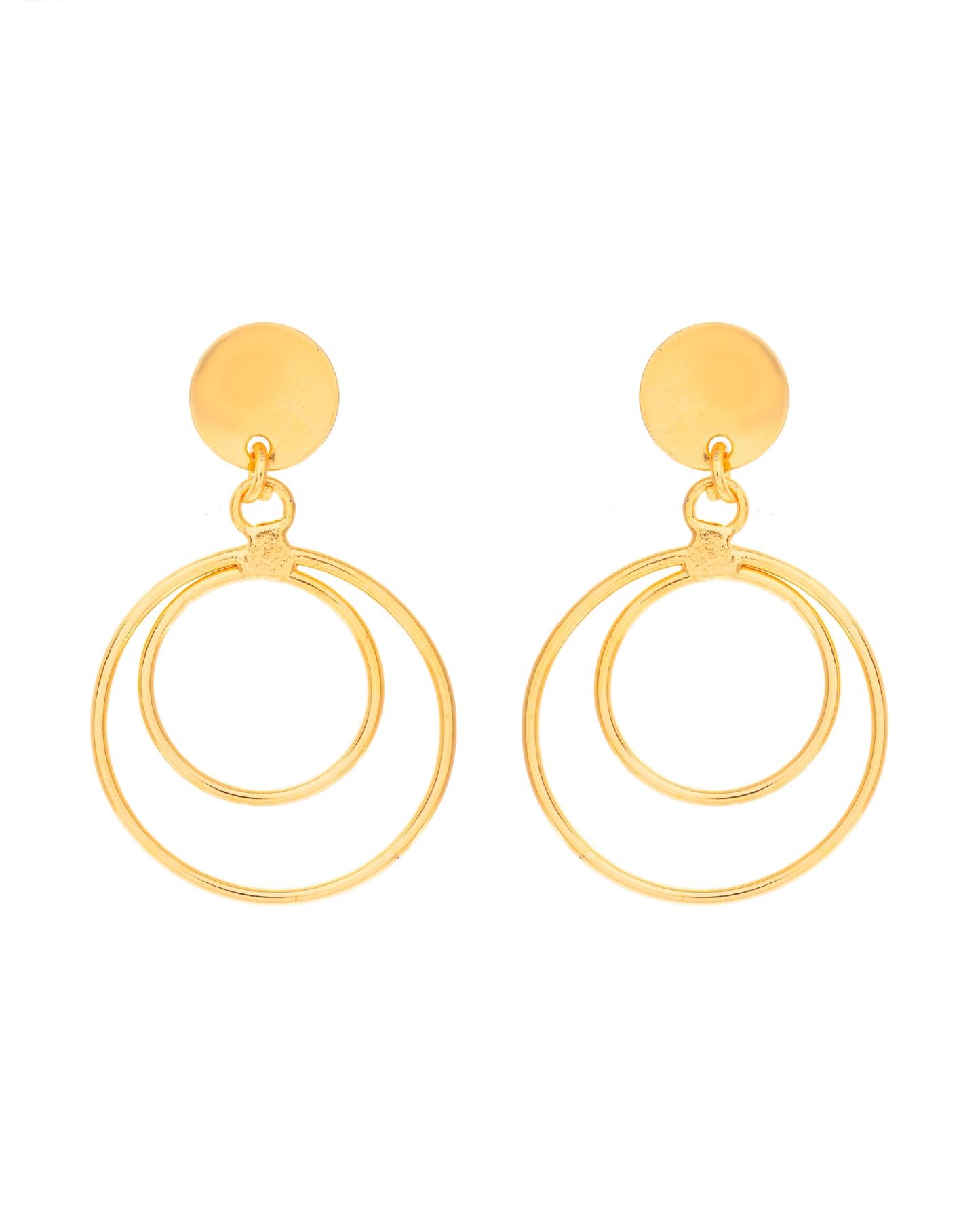 VOJ Gold-Polished Anti Tarnish Circle Stud Earrings