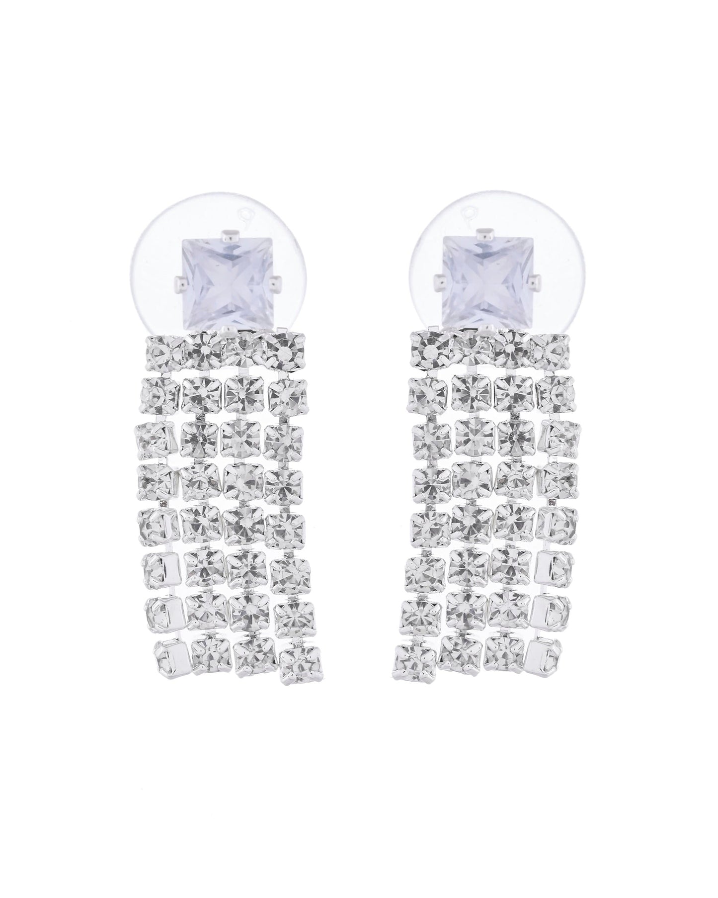 VOJ Silver-Plated Stones Studded Jewellery Set