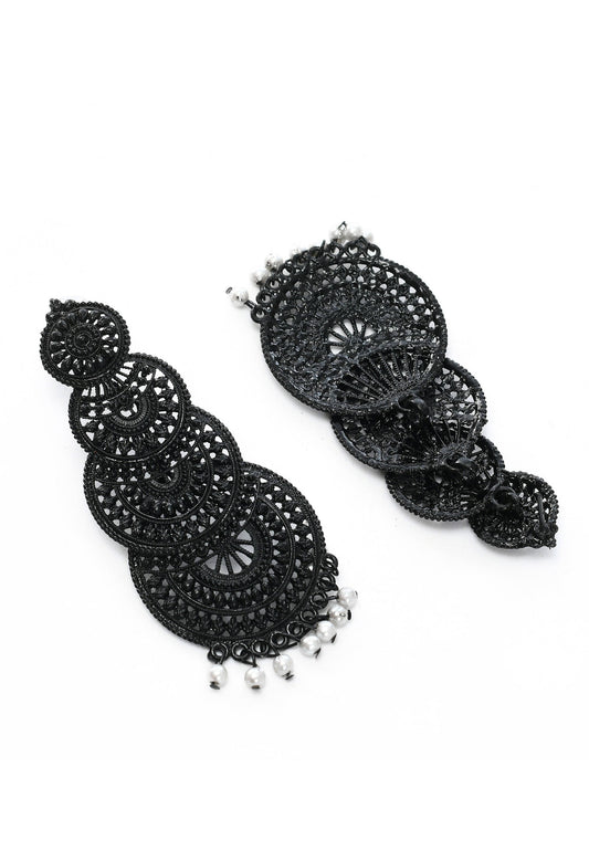Mominos Fashion Johar Kamal Women's Latest Design Black Color Earrings