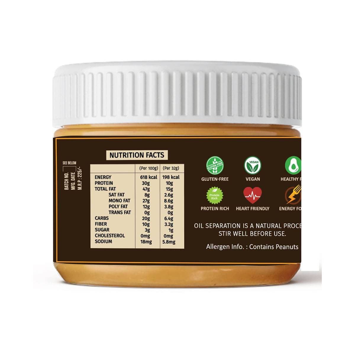 Oye Healthy! Peanut Butter Natural Creamy - Combo Pack of 2 ( 850gm + 340gm )