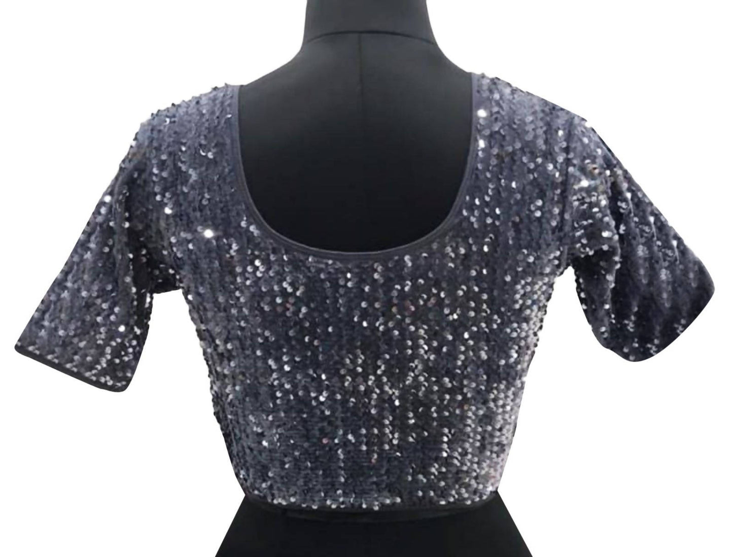 Vamika Grey Velvet Sequence Blouse