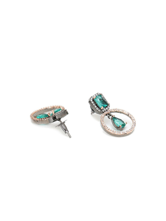 Stone kundan earrings (green) - Ruby Raang