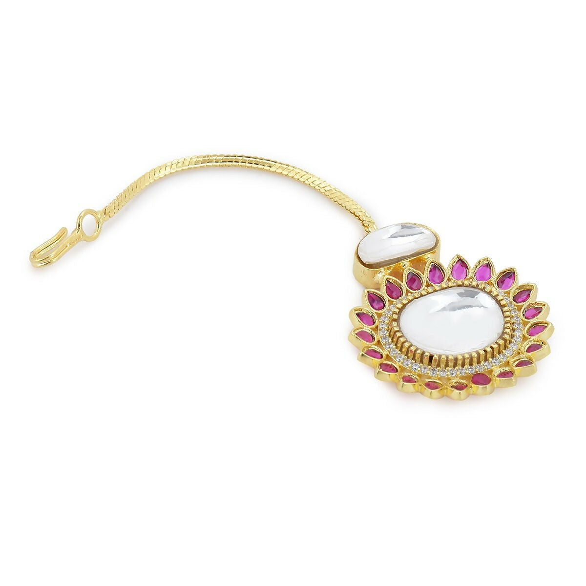 Flower Kundan Maang Tikka- Ruby Raang