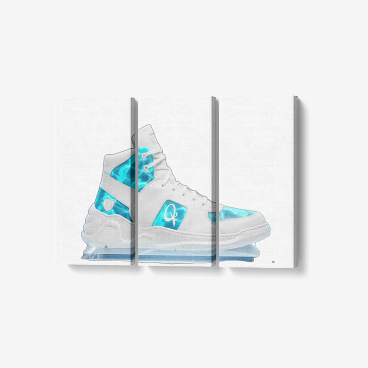 QE Sneaker 3 Piece Canvas Wall Art for Living Room - Framed Ready to Hang 3x8"x18"