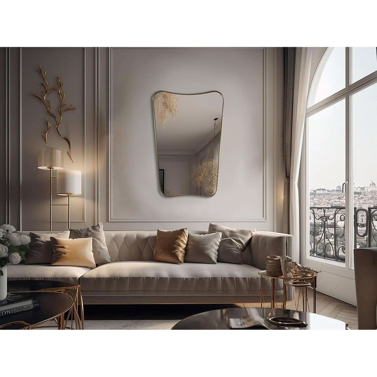 Gold 24x36 Irregular Wall Mirror With Scalloped Edges