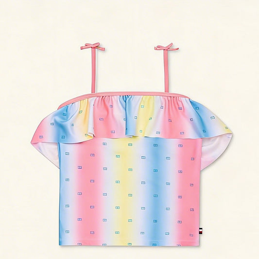 Tommy Hilfiger Big Girls Diamonique Tankini Top only - White Size M/8/10