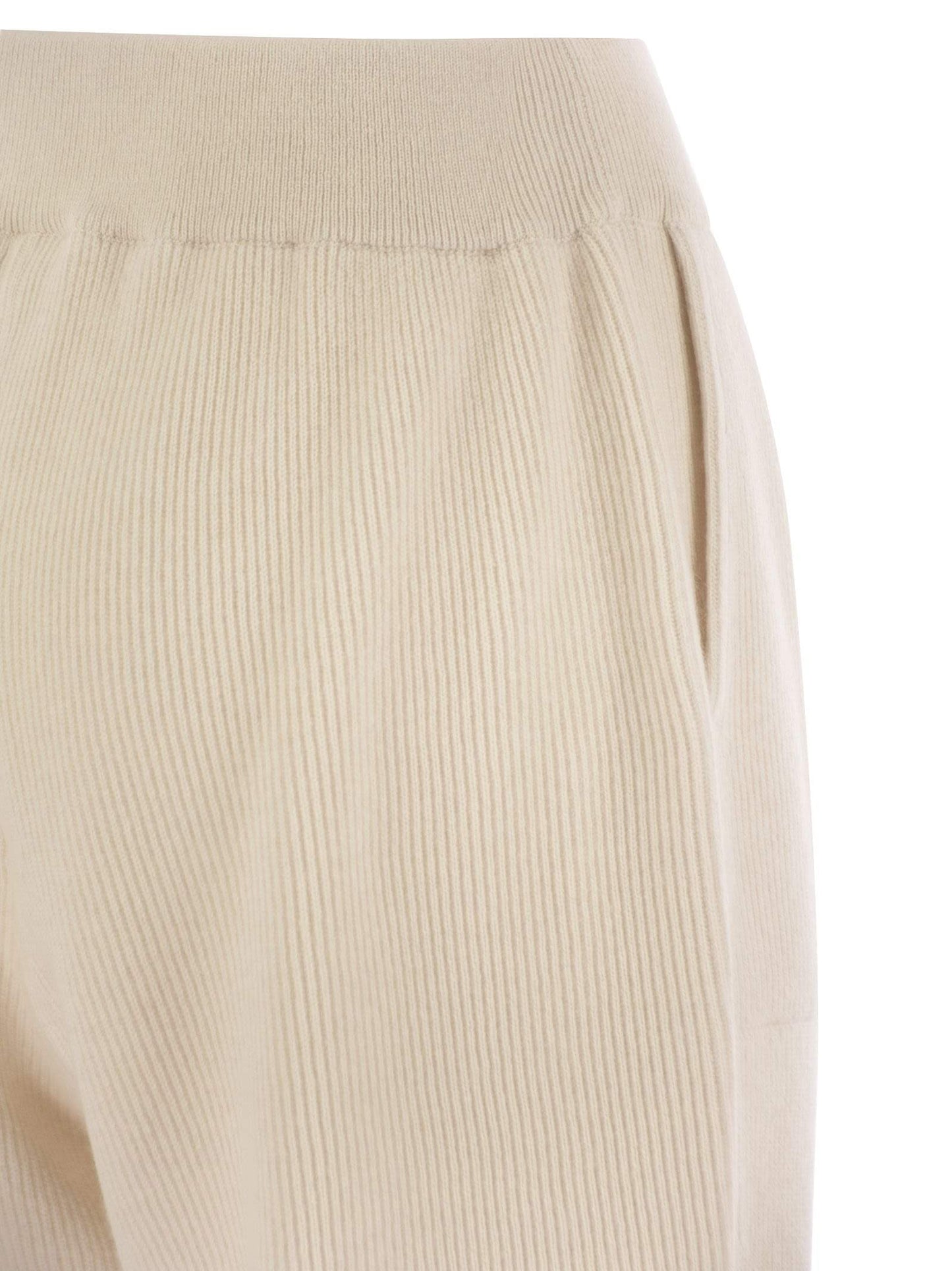 Brunello Cucinelli Women English Rib Cashmere Knit Trousers