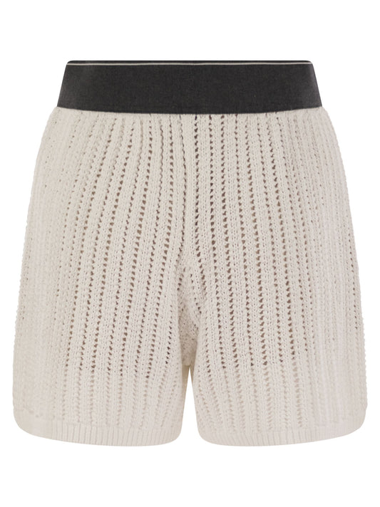 Brunello Cucinelli Women Cotton Net Knit Shorts