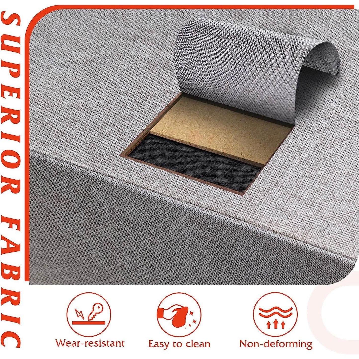 Light Grey Fabric Dresser With Four Drawers For Bedroom