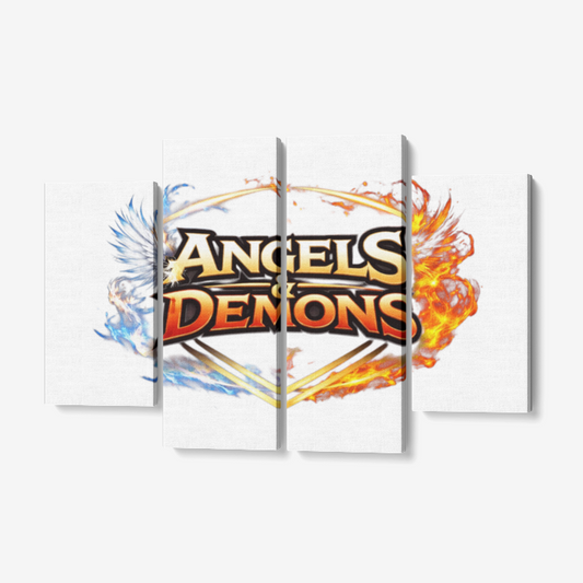 QE Angels & Demons 4 Piece Canvas Wall Art for Living Room - Framed Ready to Hang 4x12"x32