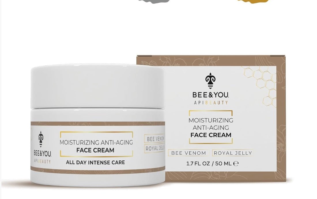 BEE and YOU Anti Aging Natural Face Cream Deep Wrinkle Treatment Rejuvenating and Nourishing with Royal Jelly+Bee Venom Shea Butter 1.7 fl. Oz