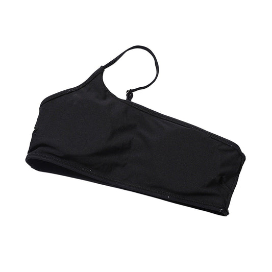 Black Mesh Bikini Cover Up Set Women Bathing Outfits Adults Solid Color One Shoulder Bikini Top Mesh See Through Crochet Off Shoulder Crop Tops 2 Piece Bikini Swimsuit Cover-ups Beach Summer Outfits