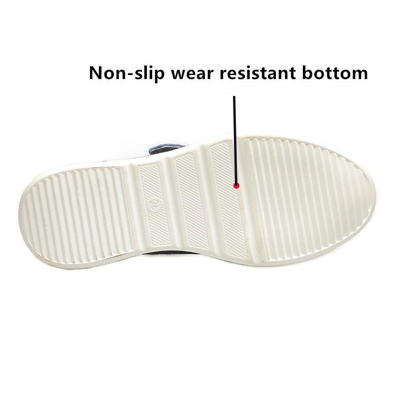 Breathable Woman Zipper Platform Trainers Casual Lace-Up Rhinestone Walking Shoes