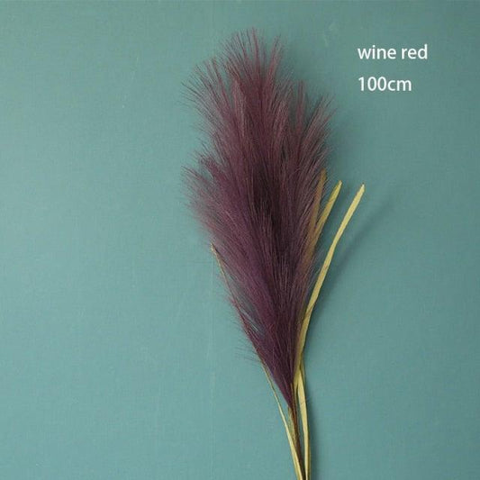 Bulrush Artificial Pampas Grass Phragmites 100cm Popular Natural Dried Small Pampas Grass For Wedding Flower Bunch Floor Vase Filler for Living Room Kitchen Decor