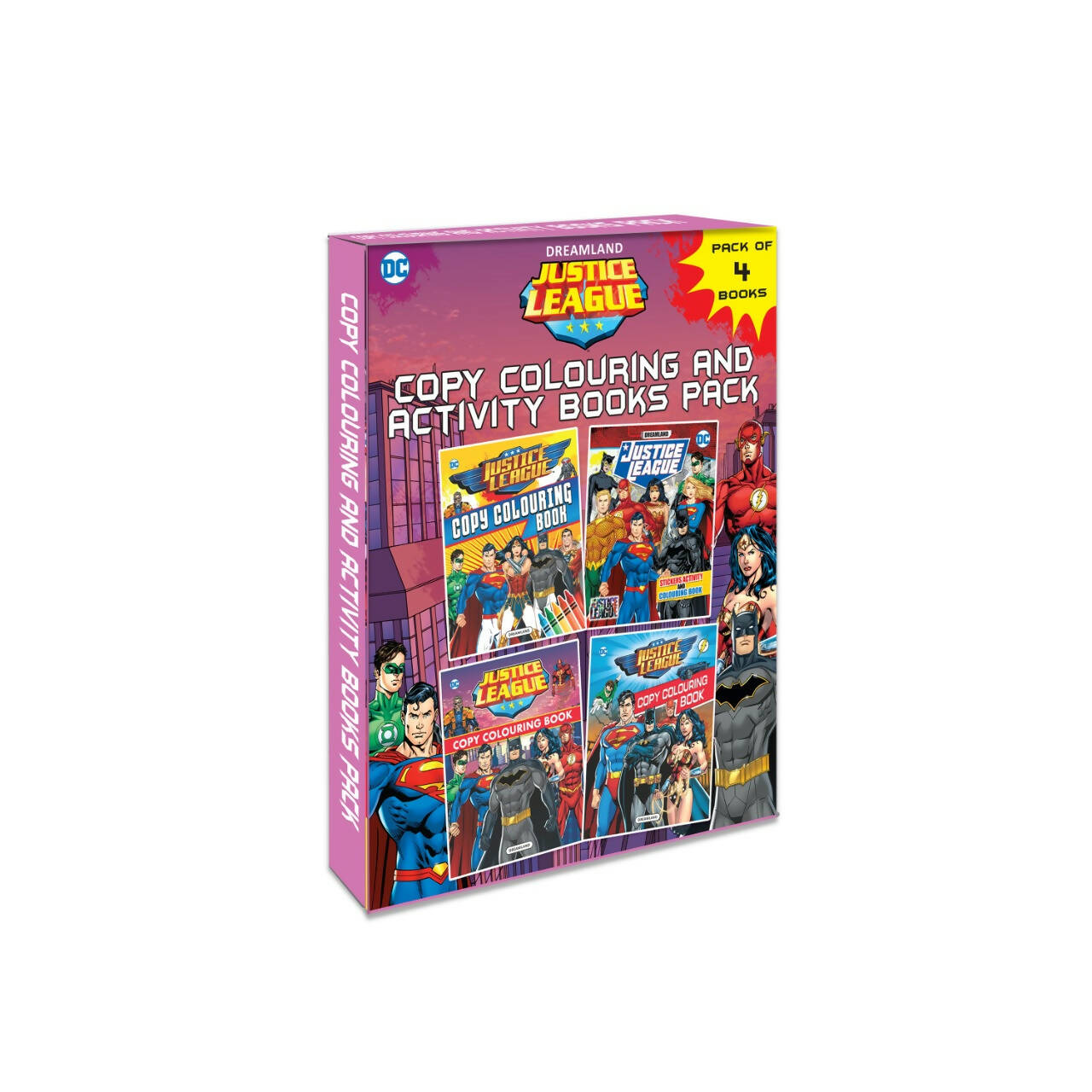 Dreamland Justice League Copy Colouring and Activity Books Pack (A Pack of 4 Books)