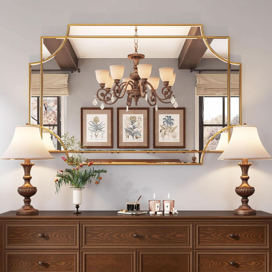 32x48 Inch Gold Wall Mirror Beveled Full Length Mirror