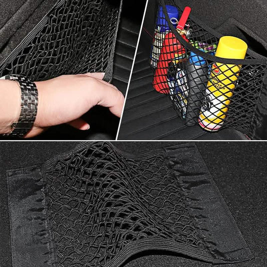 Car Back Rear Mesh Trunk Seat Elastic String Net Magic Sticker Universal Storage Bag