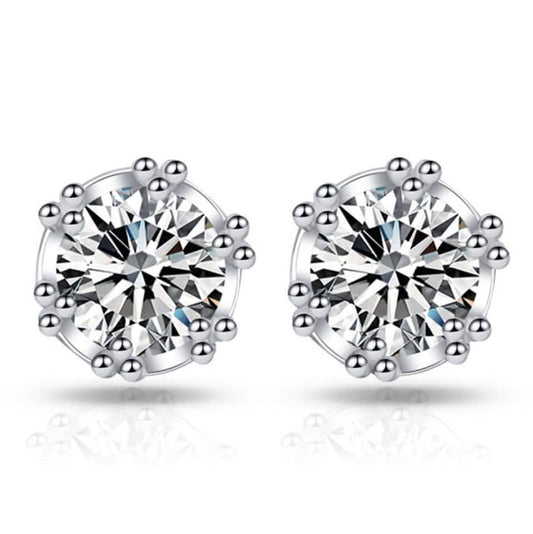 Crown Designed Stud Earring with Cubic Zirconia Stones