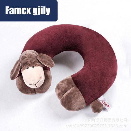 Cute Cartoon Animal U-shaped Memory Travel Pillow Neck Support Headrest Office Car Airplane Sleep Soft Travel Neck Pillow Animal for Neck & Head Support Cute Wild Life Stuffed Pillow Accessory for Naps Novelty Stuffed Animal For Adults And Children