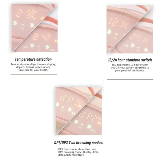 Cute Night Light Alarm Clock Timing Countdown Alarm Clock Kids Alarm Clock Pink for Girls Bedroom Ok to Wake Children's Sleep Trainer Wake Up Light & Night Light LED Smart Kids Alarm Clock Night Light For Home Decor