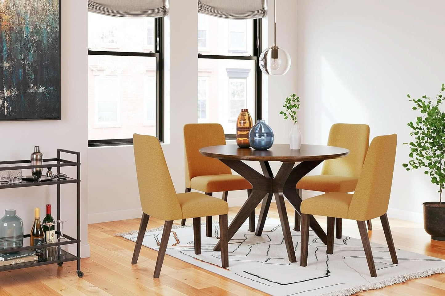 Lyncott Upholstered Dining Chair Yellow And Brown Foam Cushion